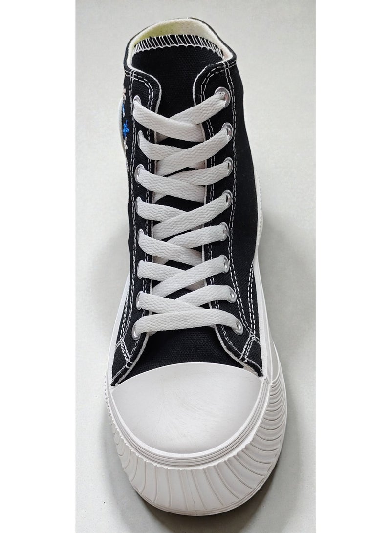 High-top canvas sneakers with a hand-embroidered design - Image 4
